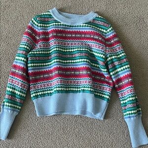 Women's Multi-Color Fair Isle Sweater - Light Blue Trim